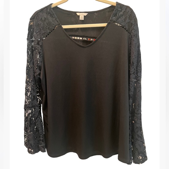 C Est. 1946 Tops - Bell sleeve black lace top Large